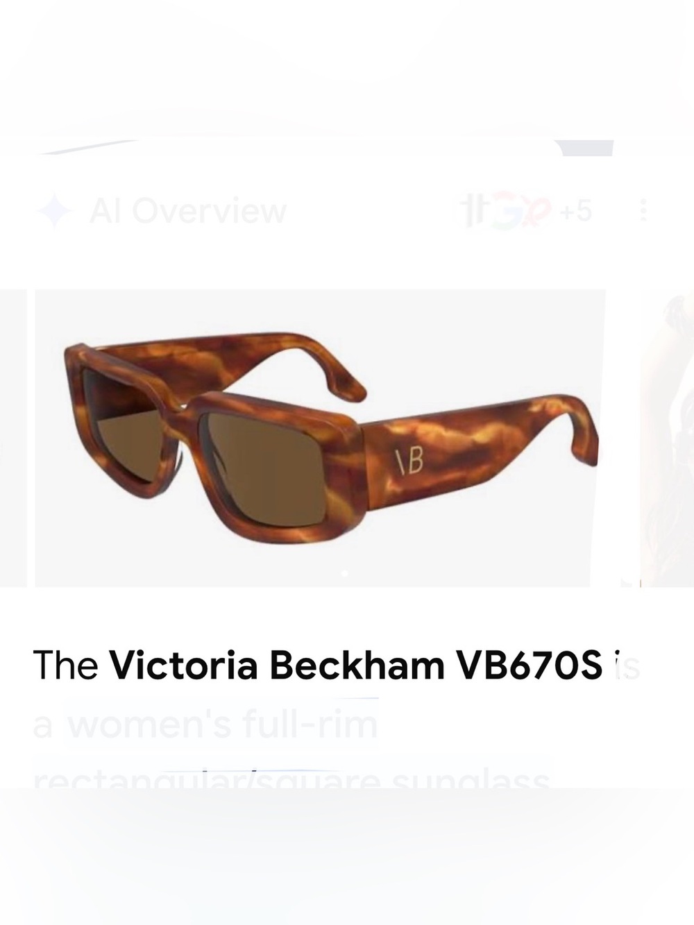 Victoria Beckham Tortoiseshell Square-Frame Sunglasses with Gold VB Accent